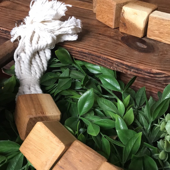 Pottery Barn Rustic & Country Chic Cubed Wood Beaded Garland with Tasseled Rope - Picture 9 of 17